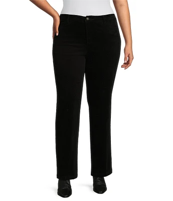 John Mark Plus Size Velour 5 Pocket Style Straight Leg Pant