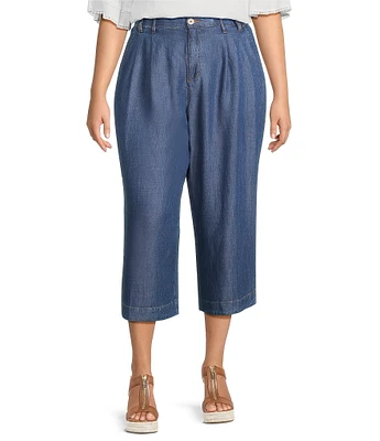 John Mark Plus Size Wide Leg Tulip Hem Cropped Pants