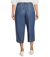 John Mark Plus Size Wide Leg Tulip Hem Cropped Pants