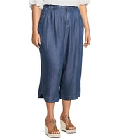 John Mark Plus Size Wide Leg Tulip Hem Cropped Pants