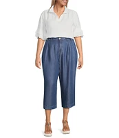 John Mark Plus Size Wide Leg Tulip Hem Cropped Pants