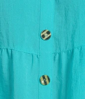 John Mark Plus Size Wire Collar Short Sleeve Tiered Button Front Top