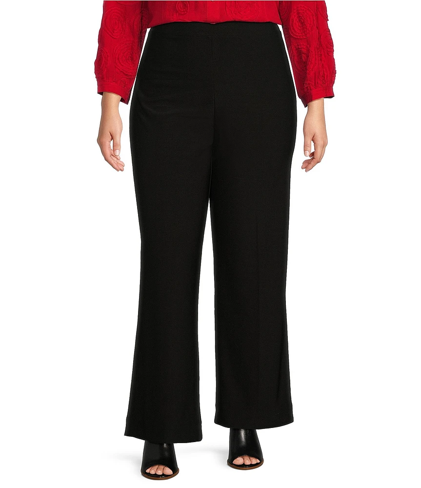 John Mark Plus Size Woven Stretch Wide-Leg Pull-On Pants