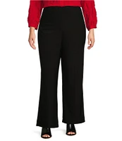 John Mark Plus Size Woven Stretch Wide-Leg Pull-On Pants