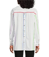 John Mark Point Collar Long Sleeve Stripe Button Front Shirt
