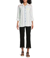 John Mark Point Collar Long Sleeve Stripe Button Front Shirt