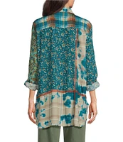 John Mark Printed Collared Long Sleeve Button Down Top