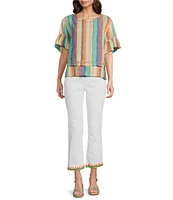 John Mark Pull On Crochet Hem Flare Leg Pants