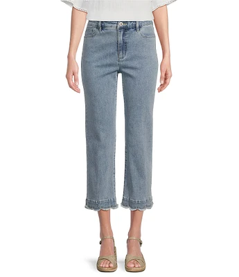 John Mark Scalloped Raw Hem 5-Pocket Ankle Jeans