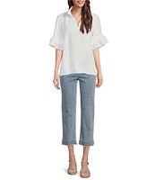 John Mark Scalloped Raw Hem 5-Pocket Ankle Jeans