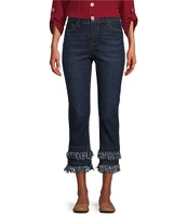 John Mark Straight Leg 5-Pocket Fringe Hem Crop Jeans