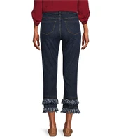John Mark Straight Leg 5-Pocket Fringe Hem Crop Jeans