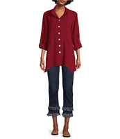 John Mark Straight Leg 5-Pocket Fringe Hem Crop Jeans