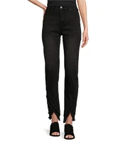 John Mark Stretch Denim Asymmetrical Frayed Jean