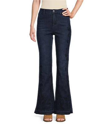 John Mark Stretch Embroidered Denim Flare Jeans