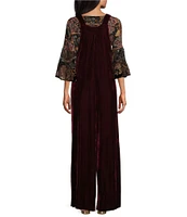 John Mark Stretch Velvet Wide Leg Jumpsuit