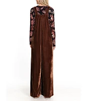 John Mark Stretch Velvet Wide Leg Jumpsuit