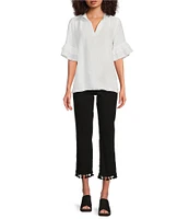 John Mark Tassel Trim Hem Crop Pants
