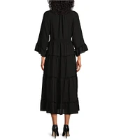 John Mark V-Neck 3/4 Sleeve Tiered Dress