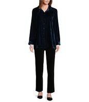 John Mark Velvet Stretch Collared Long Sleeve Button Down Top