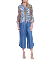 John Mark Wide Leg Tulip Hem Cropped Pants