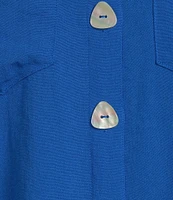 John Mark Wire Collar Short Dolman Sleeve Button-Front Camp Shirt