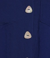 John Mark Wire Collar Short Dolman Sleeve Button-Front Camp Shirt