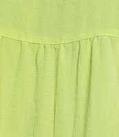 John Mark Wire Collar Short Sleeve Tiered Button-Front Top