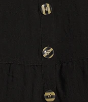 John Mark Wire Collar Short Sleeve Tiered Button-Front Top