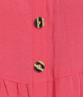 John Mark Wire Collar Short Sleeve Tiered Button-Front Top