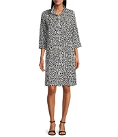 John Mark Wire Collar 3/4 Sleeves Print Woven Shirtdress