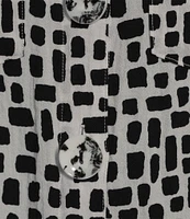John Mark Wire Collar 3/4 Sleeves Print Woven Shirtdress