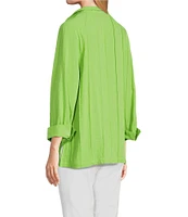 John Mark Wire Collar Split V-Neck 3/4 Sleeve Pintuck Detail Top