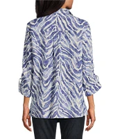John Mark Zebra Print Wire Collar 3/4 Sleeve Tunic