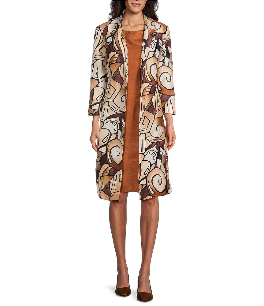 John Meyer 2 Piece Floral Printed Shantung Coat Dress