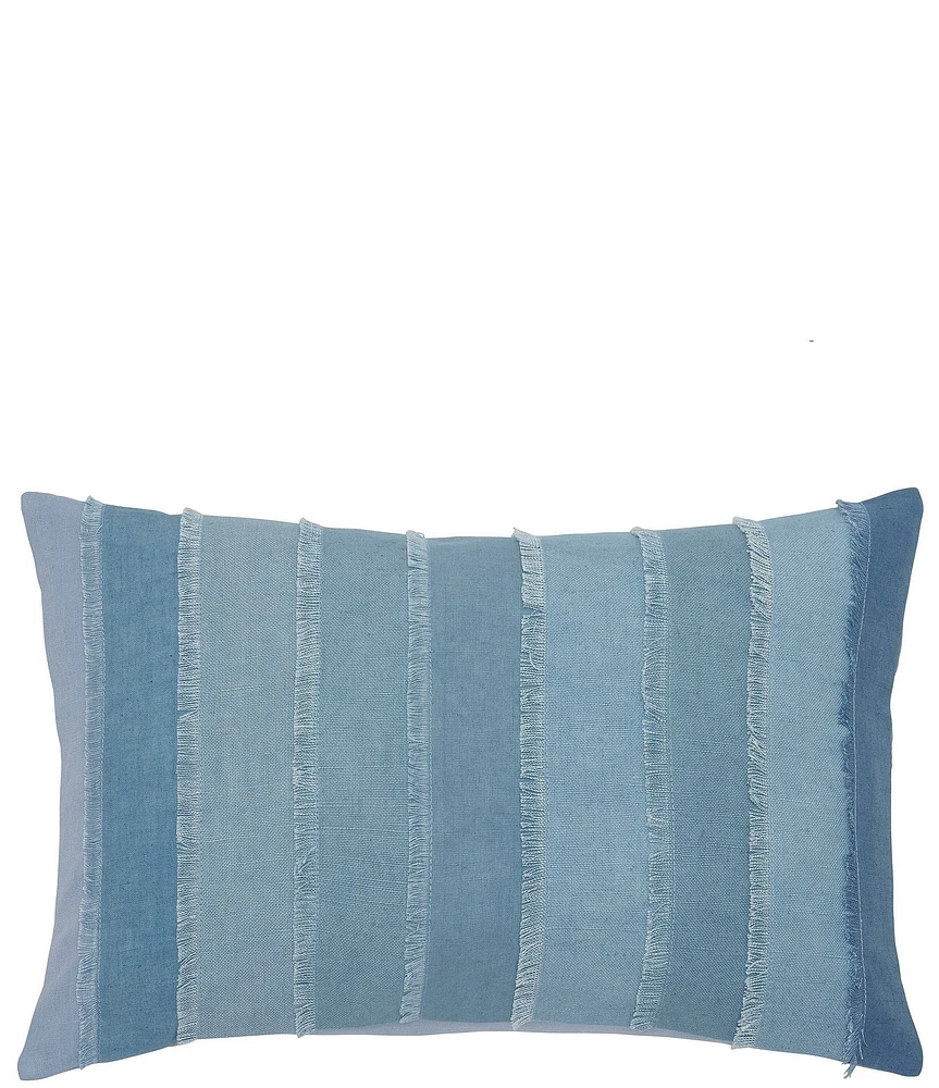 John Robshaw Fringed Light Indigo Kidney Pillow