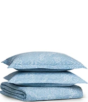 John Robshaw Organic Long Staple Cotton Percale Avni Light Indigo Duvet Cover