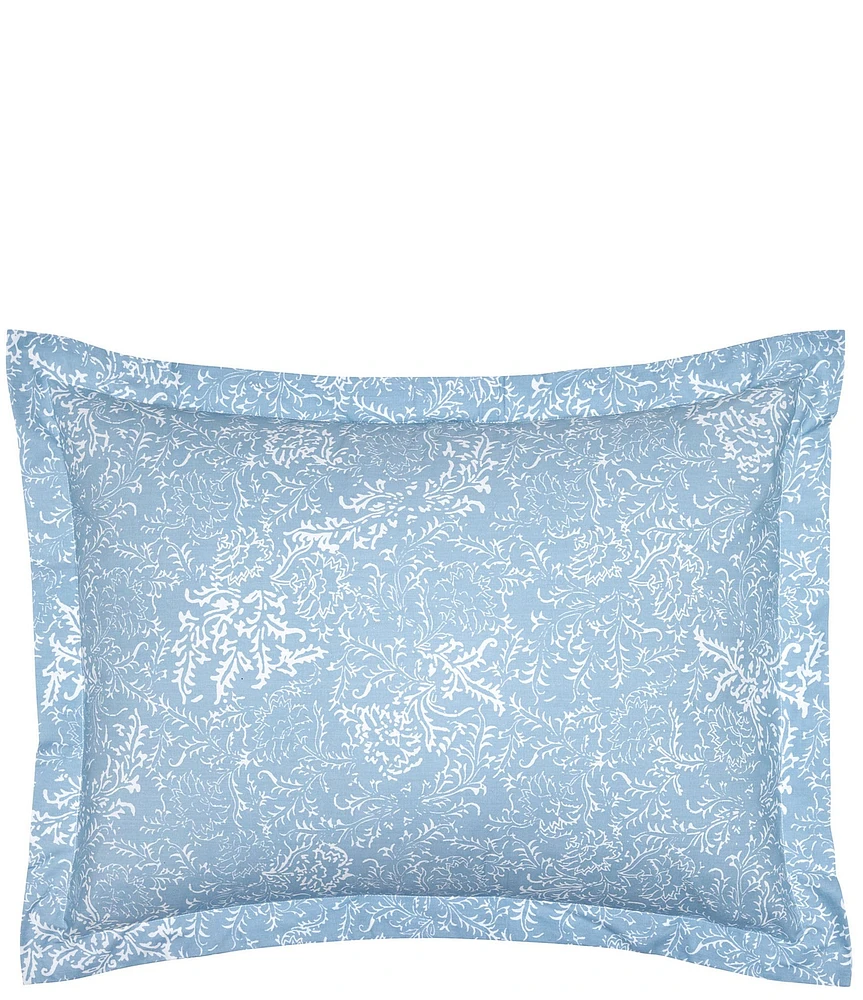 John Robshaw Organic Long Staple Cotton Percale Avni Light Indigo Sham