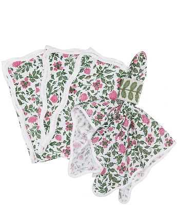 John Robshaw Pink Print Ishita Lapis Napkins, Set of 4