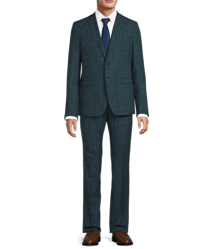 John Varvatos Slim Fit Flat Front Plaid 2-Piece Suit