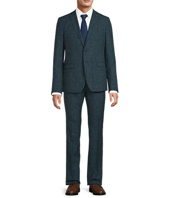 John Varvatos Slim Fit Flat Front Plaid 2-Piece Suit