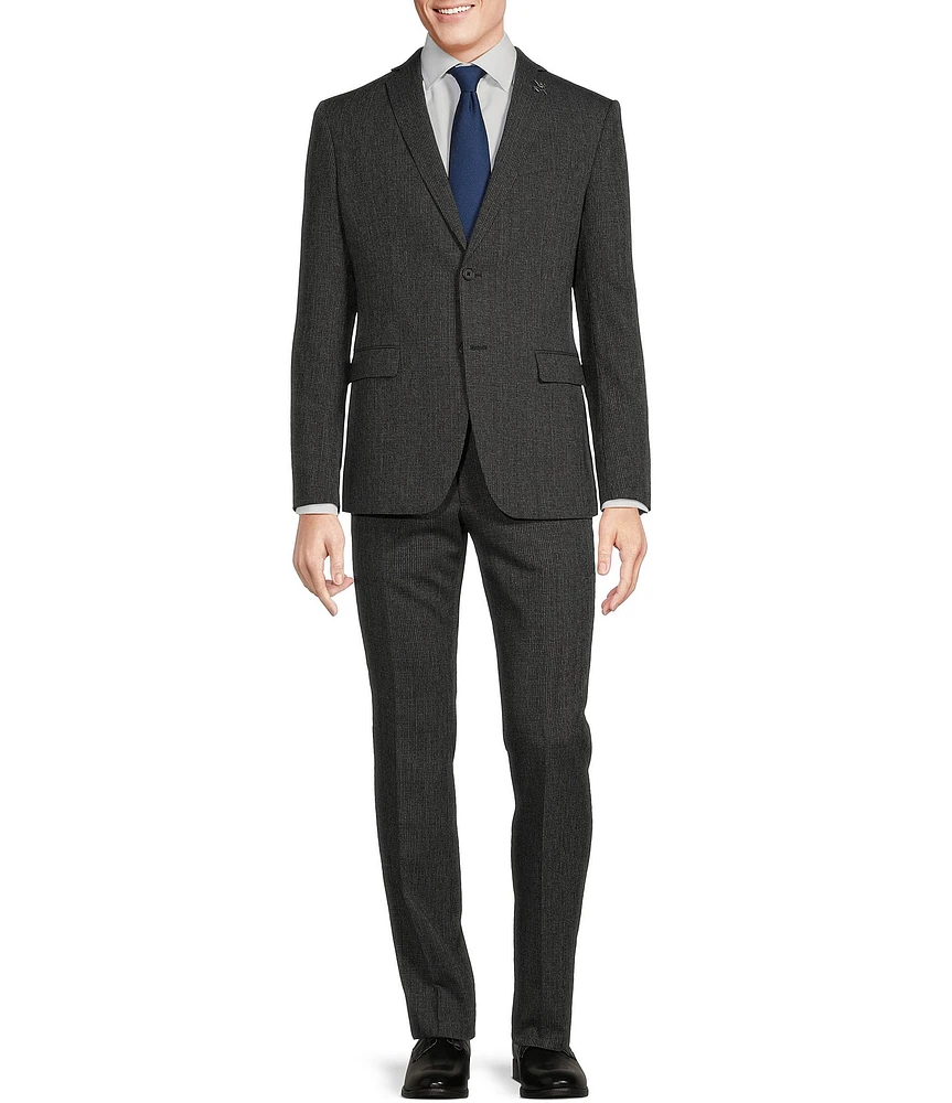 John Varvatos Slim Fit Flat Front Screen Weave Pattern 2-Piece Suit