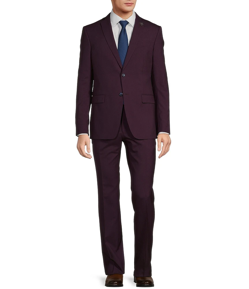 John Varvatos Slim Fit Flat Front Solid Pattern 2-Piece Suit