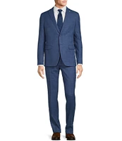 John Varvatos Slim Fit Flat Front Windowpane Pattern 2-Piece Suit