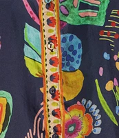 JOHNNY WAS Audrey Silk Farout Boho Floral Scarf Print V-Neck Long Roll Tab Sleeve Button Front Shirt