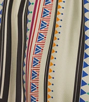 JOHNNY WAS Blythe Geometric Printed Silk Blend A-Line Coordinating Midi Skirt