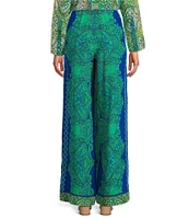 JOHNNY WAS Coordinating Villa Printed Silk Wide Leg Pull-On Pants