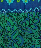 JOHNNY WAS Coordinating Villa Printed Silk Wide Leg Pull-On Pants