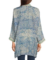 JOHNNY WAS Dolce Boho Print Long Sleeve Open-Front Flowy Kimono Jacket