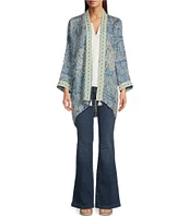 JOHNNY WAS Dolce Boho Print Long Sleeve Open-Front Flowy Kimono Jacket